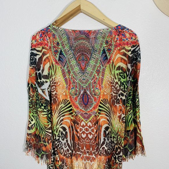 Mushka Sienna Rose Inc. Colorful Boho Hippy Blouse Size Medium Women’s - Picture 3 of 12